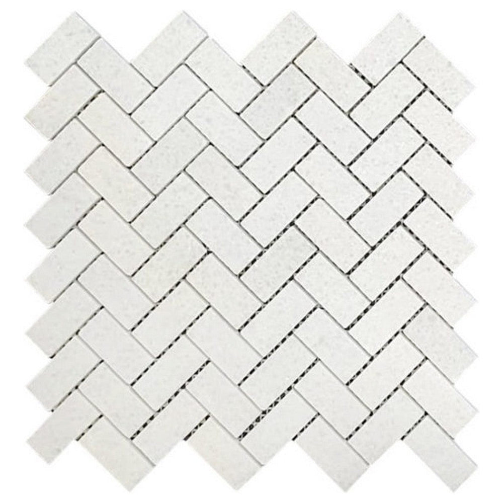 Qualis Ceramica 11" x 11" Chelsea Polished Marble 1x2" Herringbone Mosaic