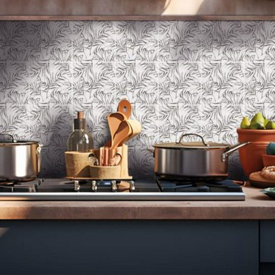 Qualis-Ceramica-12-x-12-Chelsea-Marble-6-Palm-Leaf-Printed-Marble-Mosaic-Grey-Palm-Leaf-Printed-White-