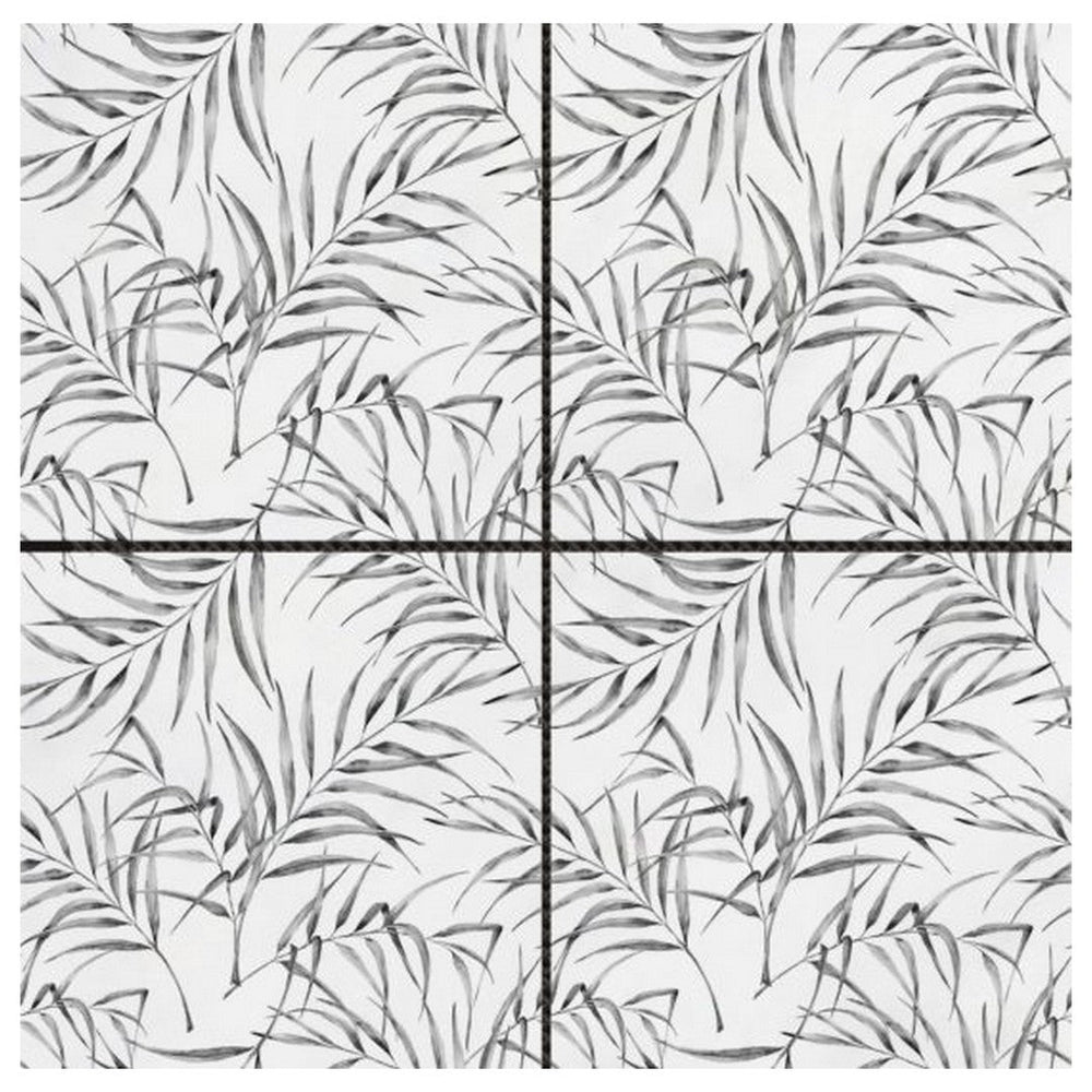 Qualis Ceramica 12" x 12" Chelsea Marble 6" Palm Leaf Printed Marble Mosaic