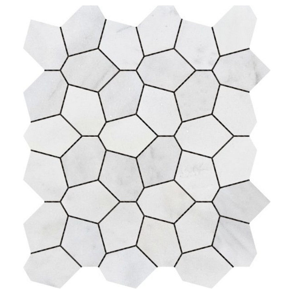 Qualis Ceramica 9.7" x 11" Chelsea Natural Stone Irregular Hex Marble Mosaic