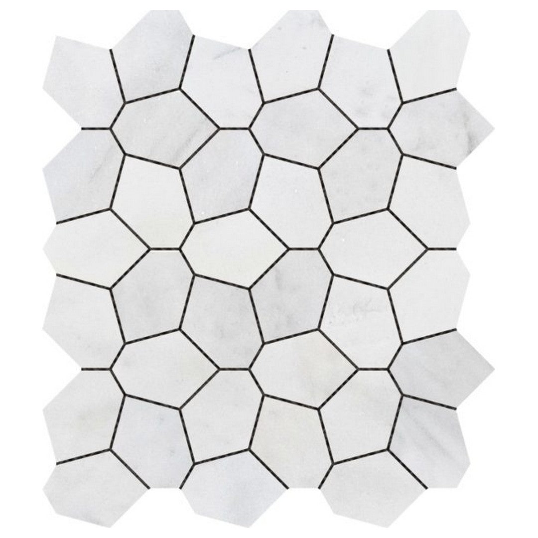 Qualis Ceramica 9.7" x 11" Chelsea Natural Stone Irregular Hex Marble Mosaic