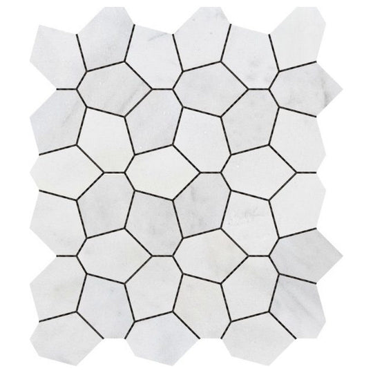 Qualis Ceramica 9.7" x 11" Chelsea Natural Stone Irregular Hex Marble Mosaic