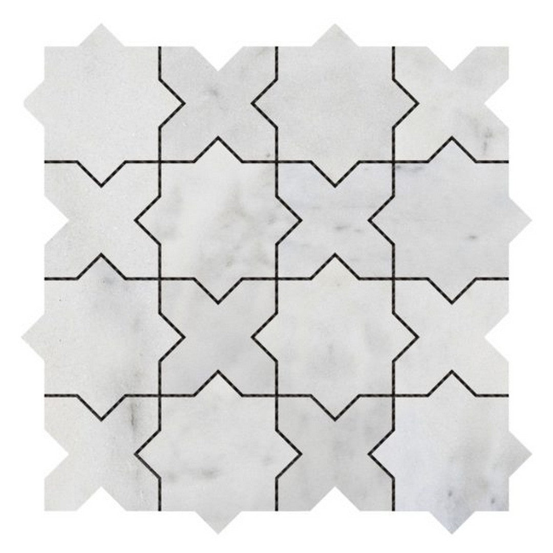Qualis Ceramica 12" x 12" Chelsea Marble 3" Cross & Star Mosaic