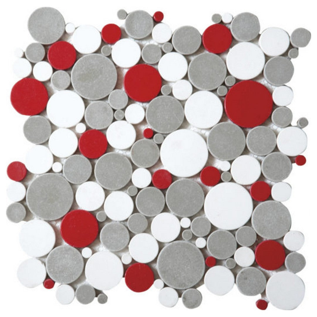 Qualis Ceramica 12" x 12" Chelsea Natural Stone Penny Rounds Mosaic