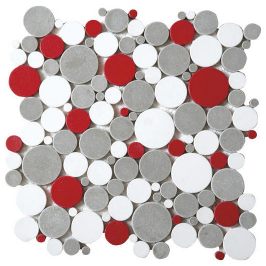 Qualis Ceramica 12" x 12" Chelsea Natural Stone Penny Rounds Mosaic