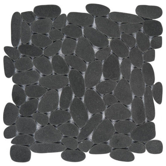 Qualis Ceramica 12" x 12" Chelsea Natural Stone Sliced Reconstituted Pebble Mosaic