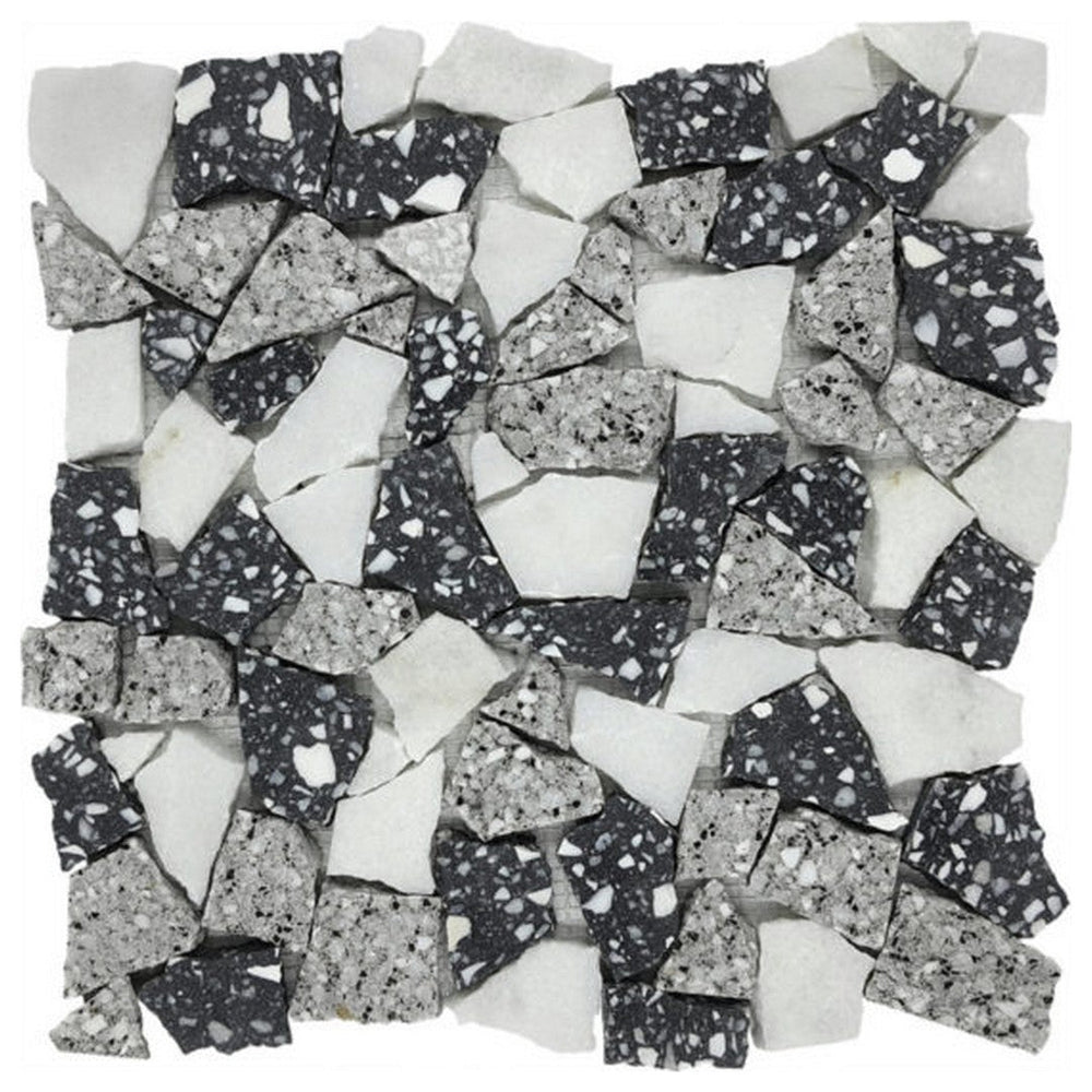 Qualis Ceramica 12" x 12" Chelsea Natural Stone Mini Opus Terrazzo Marble Mosaic