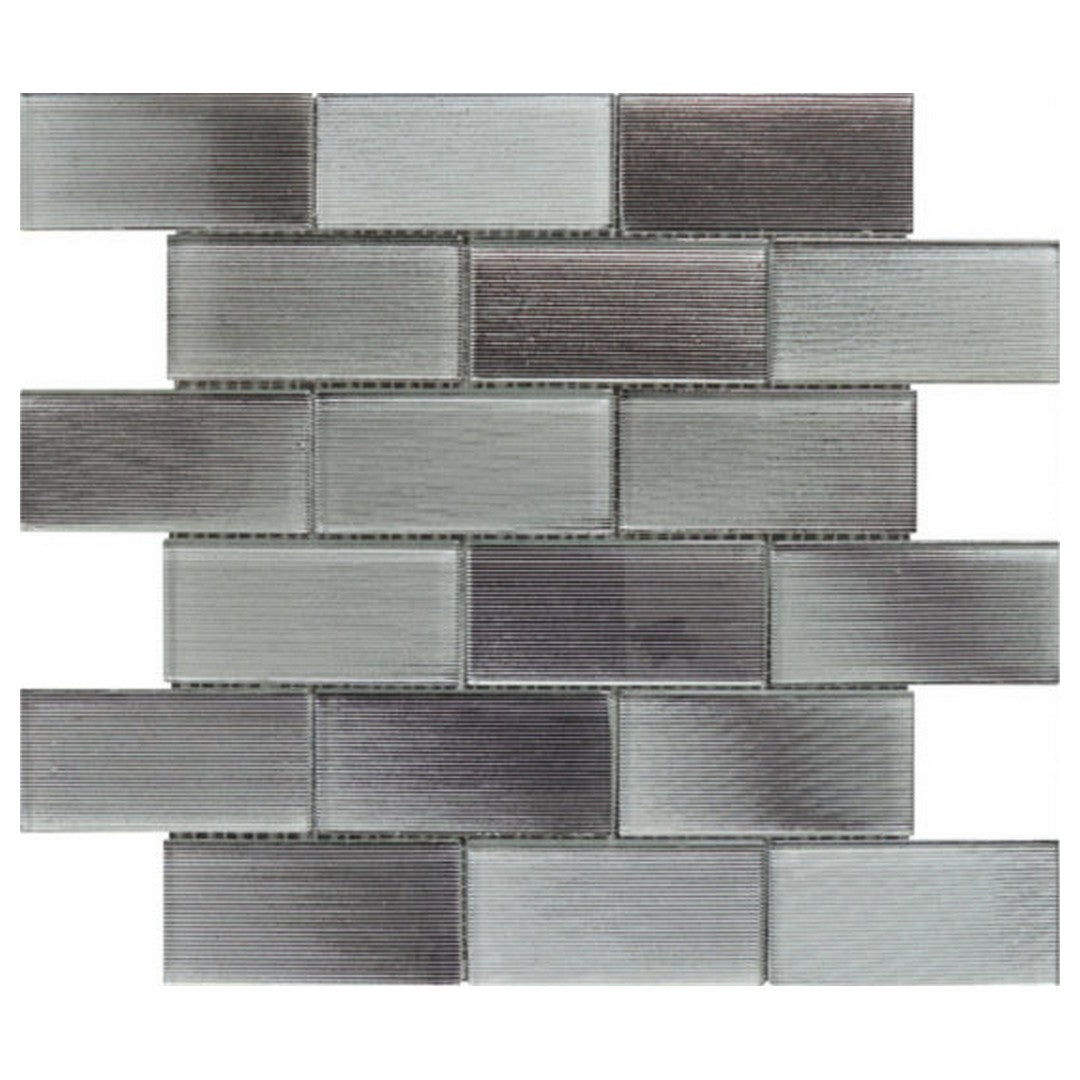 Qualis Ceramica 12" x 12" Chelsea Glass 2x4" Linear Brick Pattern Mosaic