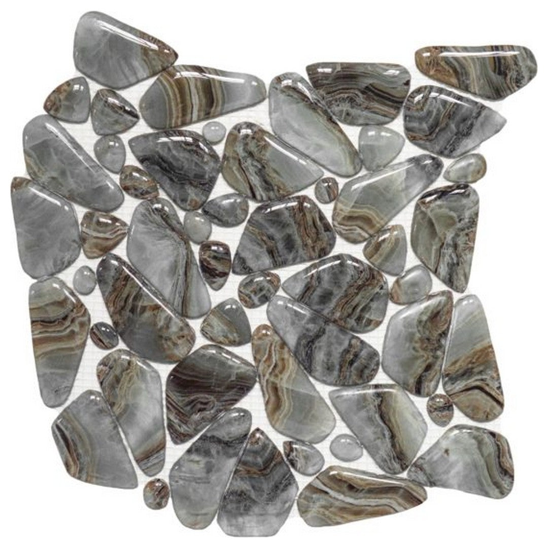 Qualis Ceramica 12" x 12" Chelsea Glass Pebble Marble Pattern Mix Mosaic