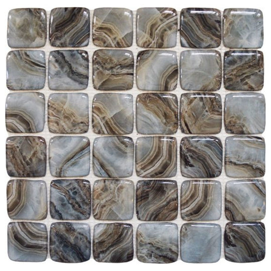 Qualis Ceramica 12" x 12" Chelsea Glass Marble Pattern Mix Mosaic
