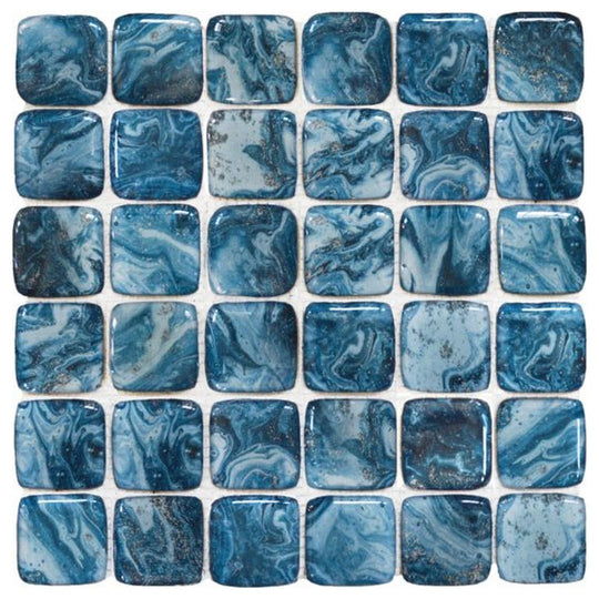 Qualis Ceramica 12" x 12" Chelsea Glass Marble Pattern Mix Mosaic