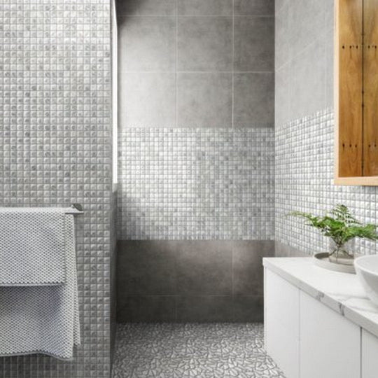 Qualis-Ceramica-11.4-x-11.4-Chelsea-Glass-Marble-Mix-Pebble-Pattern-Mosaic-Grey