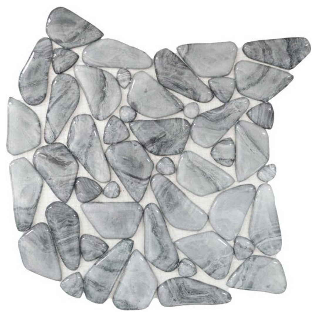 Qualis Ceramica 11.4" x 11.4" Chelsea Glass Marble Mix Pebble Pattern Mosaic
