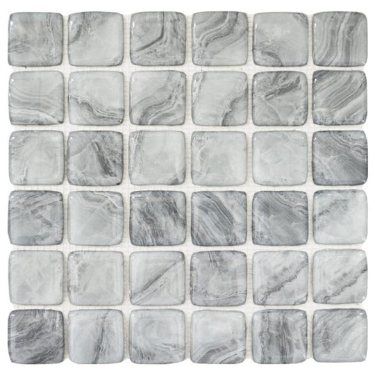 Qualis Ceramica 12" x 12" Chelsea Glass Marble Pattern Mix Mosaic