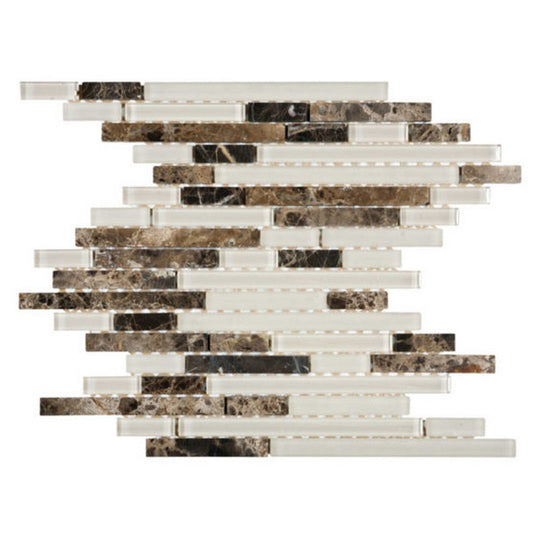 Qualis Ceramica 11.9" x 12.1" Chelsea Glass Marble Mix Baguette Mosaic