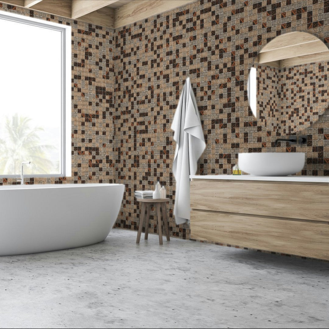 Qualis-Ceramica-12-x-12-Chelsea-Natural-Stone-7/8-Decor-Mix-Marble-Glass-Mosaic-Brown-Decor
