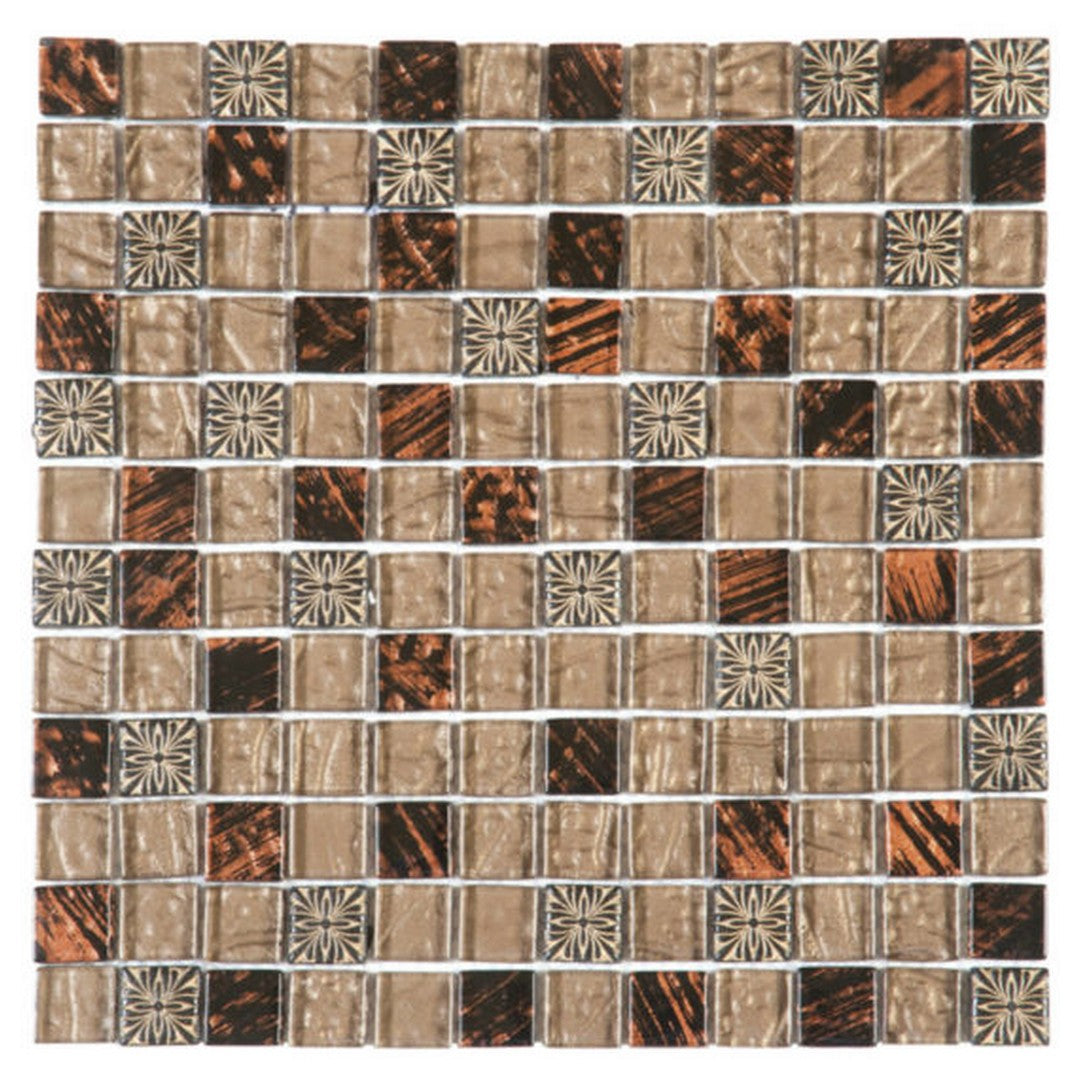 Qualis Ceramica 12" x 12" Chelsea Natural Stone 7/8" Decor Mix Marble Glass Mosaic