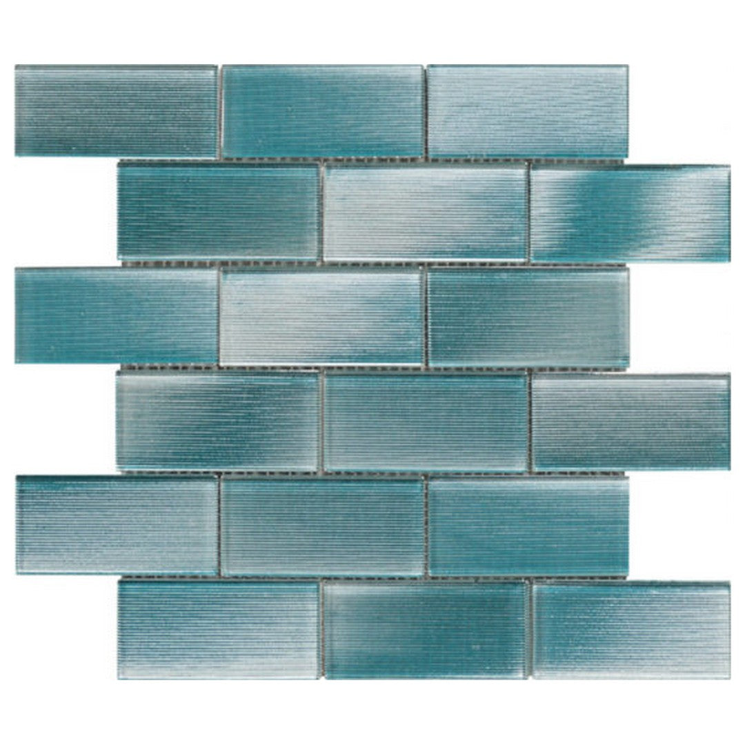 Qualis Ceramica 12" x 12" Chelsea Glass 2x4" Linear Brick Pattern Mosaic