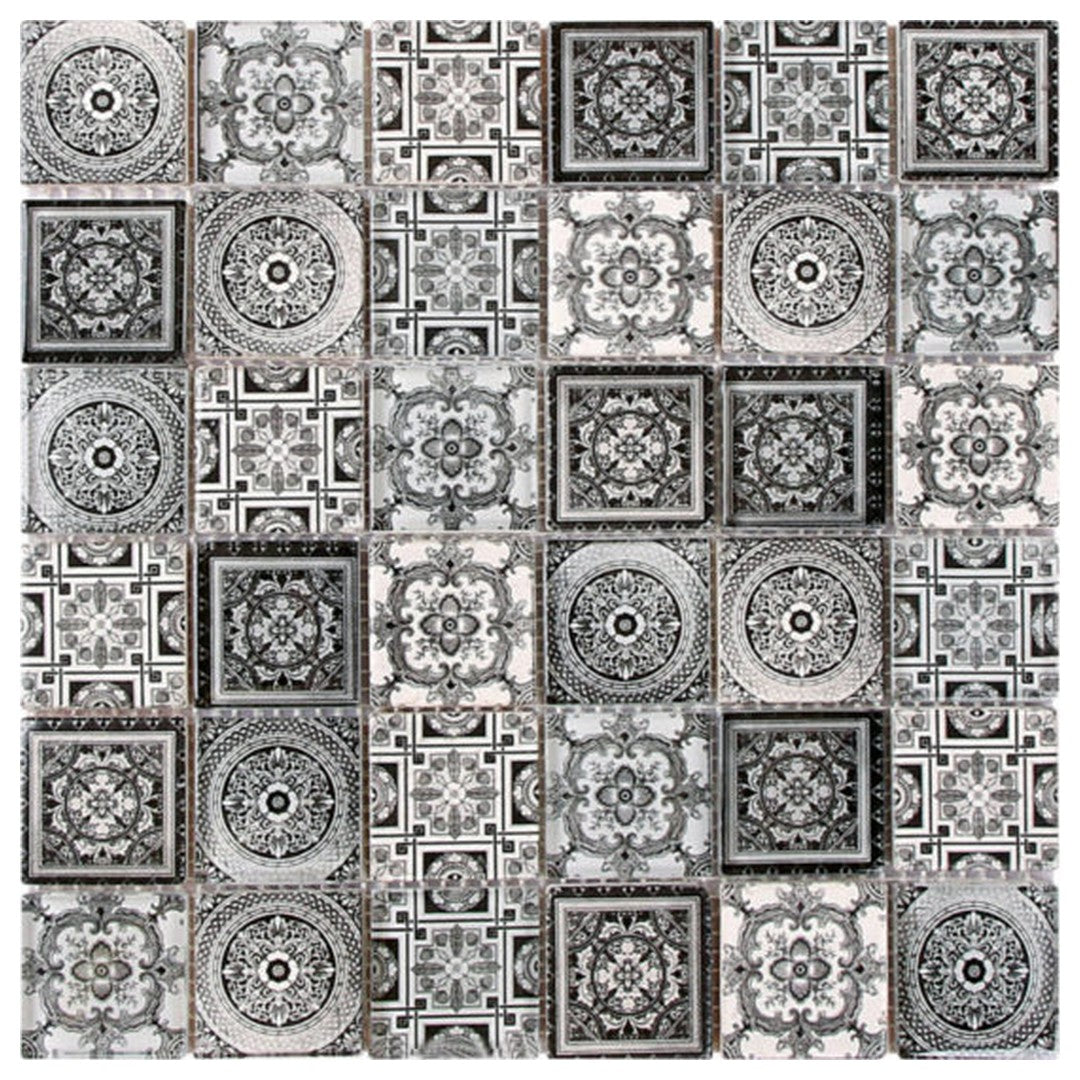 Qualis Ceramica 12" x 12" Chelsea Glass 2" Patchwork Pattern Mosaic