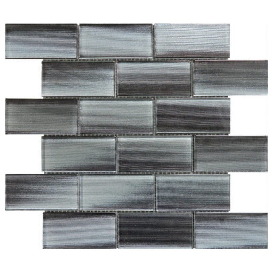 Qualis Ceramica 12" x 12" Chelsea Glass 2x4" Linear Brick Pattern Mosaic