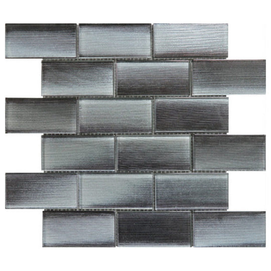 Qualis Ceramica 12" x 12" Chelsea Glass 2x4" Linear Brick Pattern Mosaic