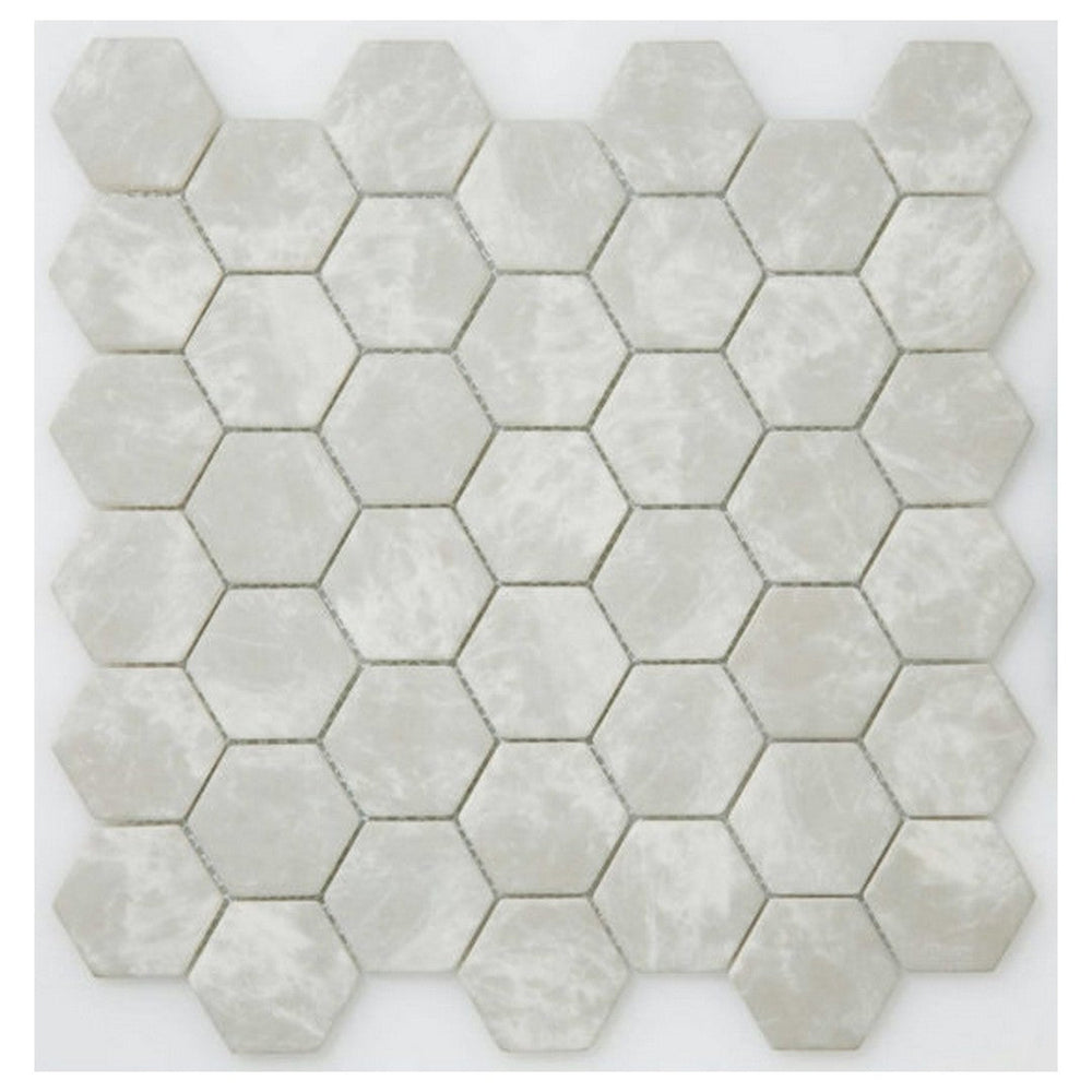 Qualis Ceramica 12" x 12" Marseilles Matte Natural Stone 2" Hex Mosaic