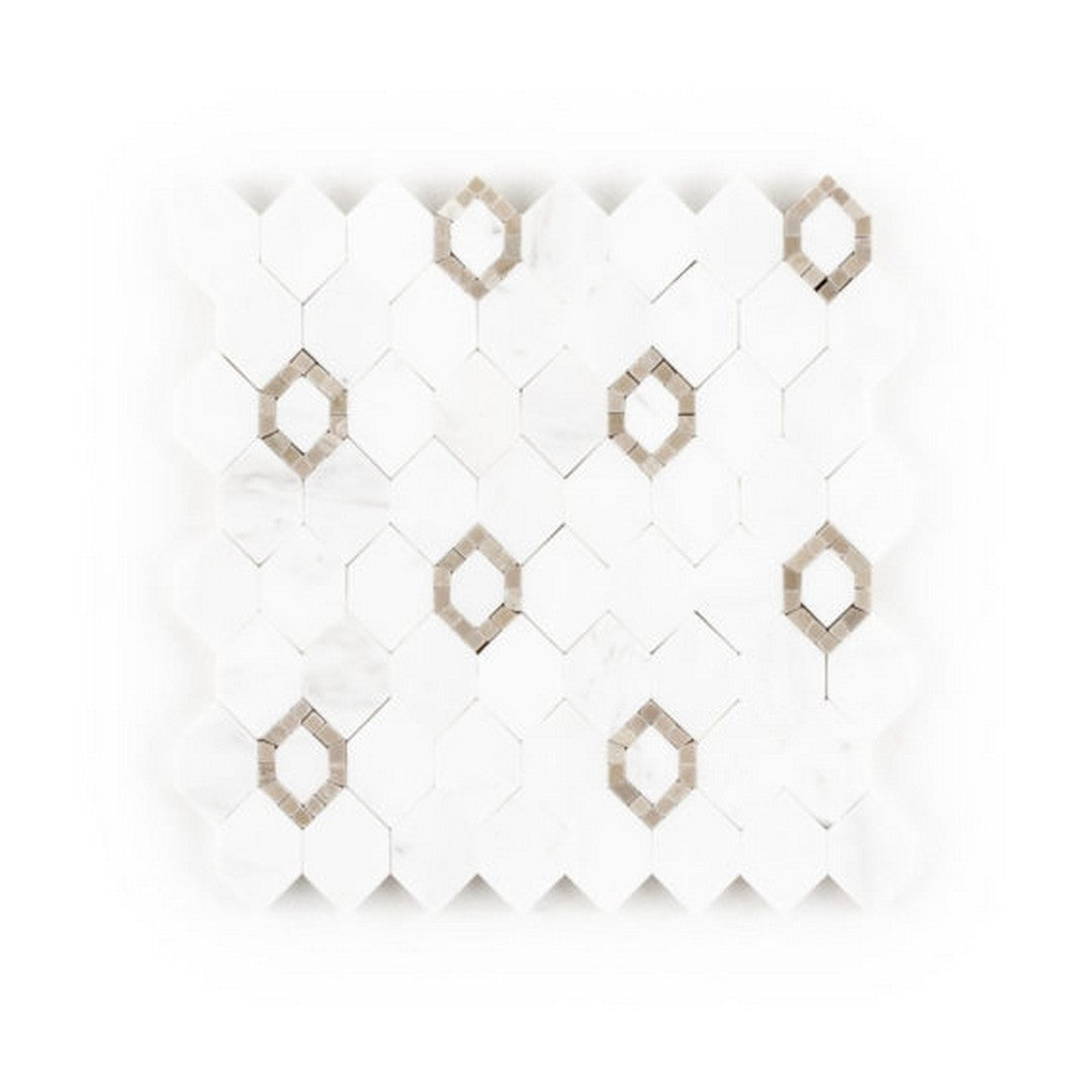 Qualis Ceramica 8" x 8" Hamptons Marble Daffodil Mosaic