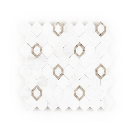 Qualis Ceramica 8" x 8" Hamptons Marble Daffodil Mosaic