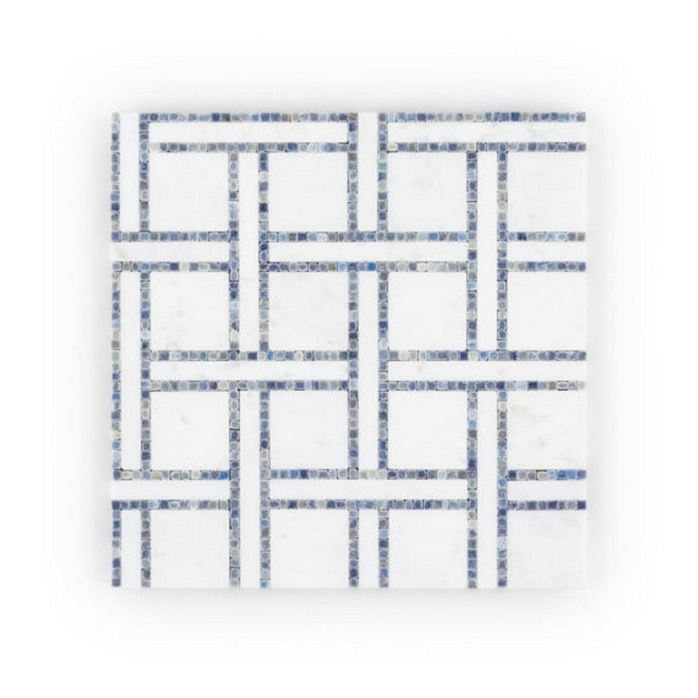 Qualis Ceramica 9.5" x 9.5" Hamptons Honed Marble Botanic Mosaic