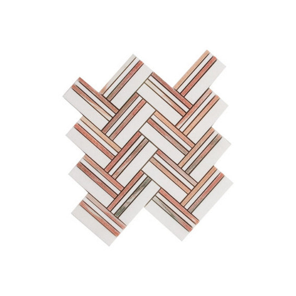 Qualis Ceramica 9" x 10" Hamptons Polished Marble Weave Mosaic