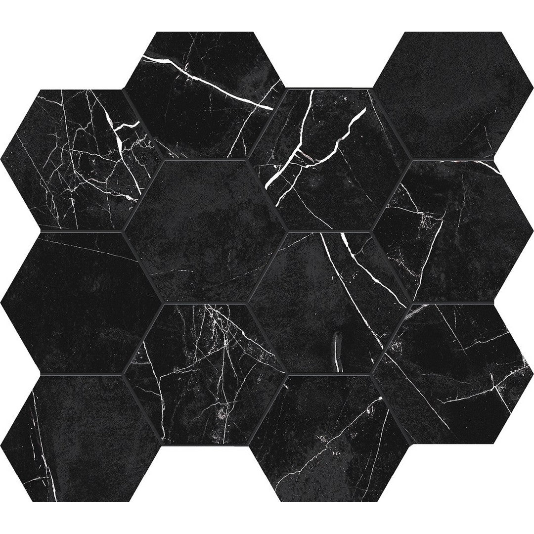 Rickert-12-x-13-Unicom-Starker-Muse-Polished-Porcelain-4-Hexagon-Mosaic-Nero-Marquina