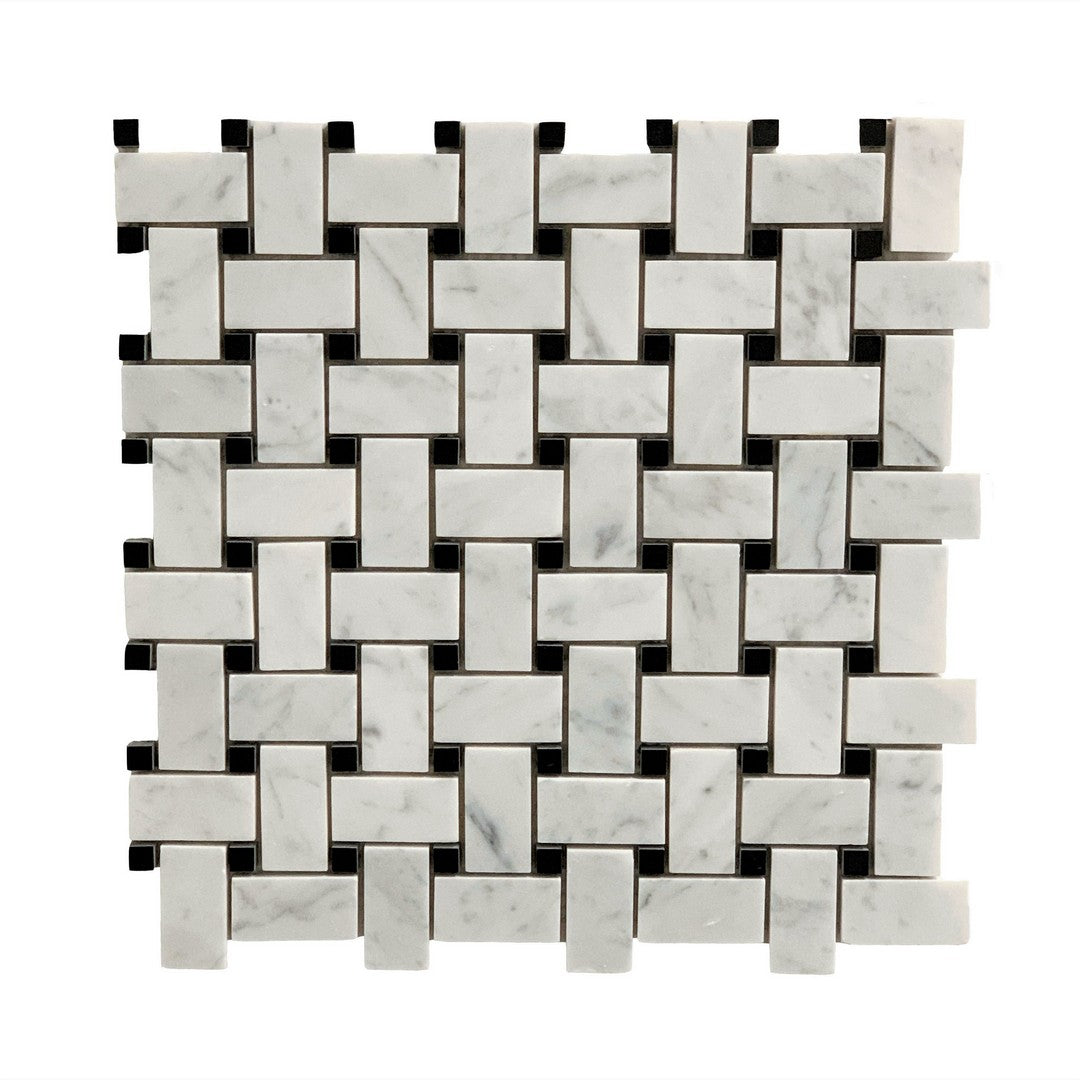 Rickert-12-x-12-Carrara-Polished-Marble-Mosaic-Basketweave-w/-Grey-Lady