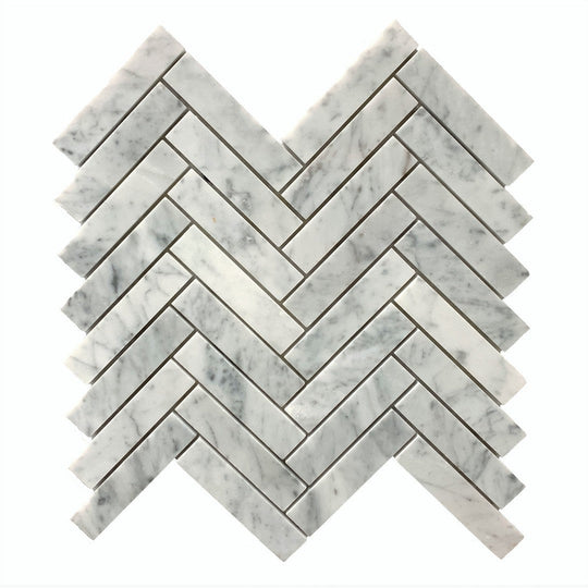 Rickert 12" x 12" Carrara Polished Marble 1x4" Mosaic