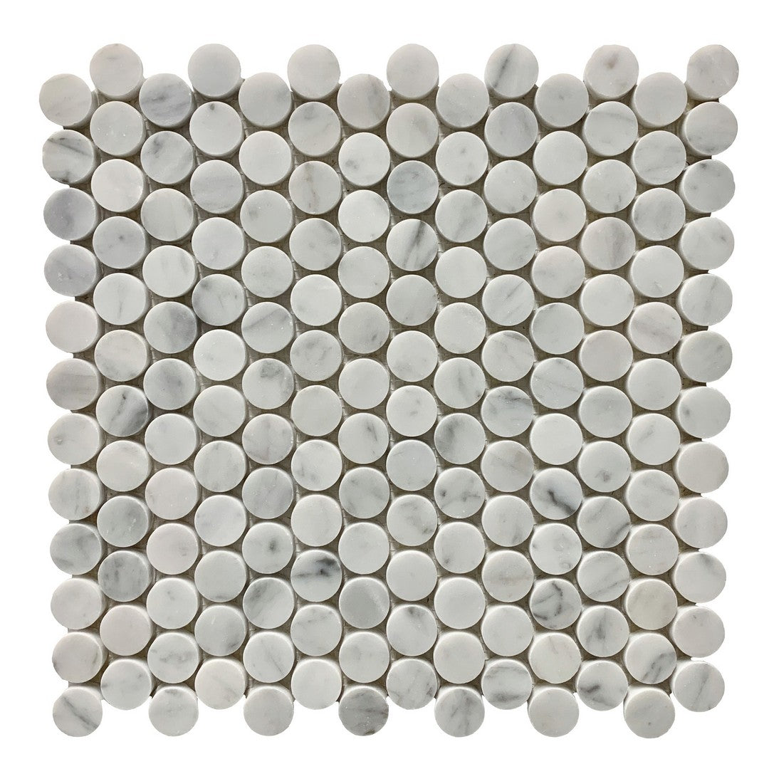 Rickert-12-x-12-Marble-Mosaic-Polished-Marble-1-Penny-Round-Mosaic-Carrara