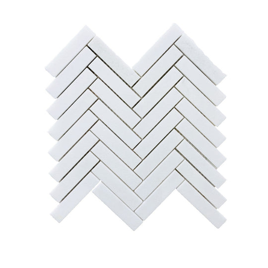 Rickert 12" x 12" Herringbone Polished Marble 1x4" Mosaic