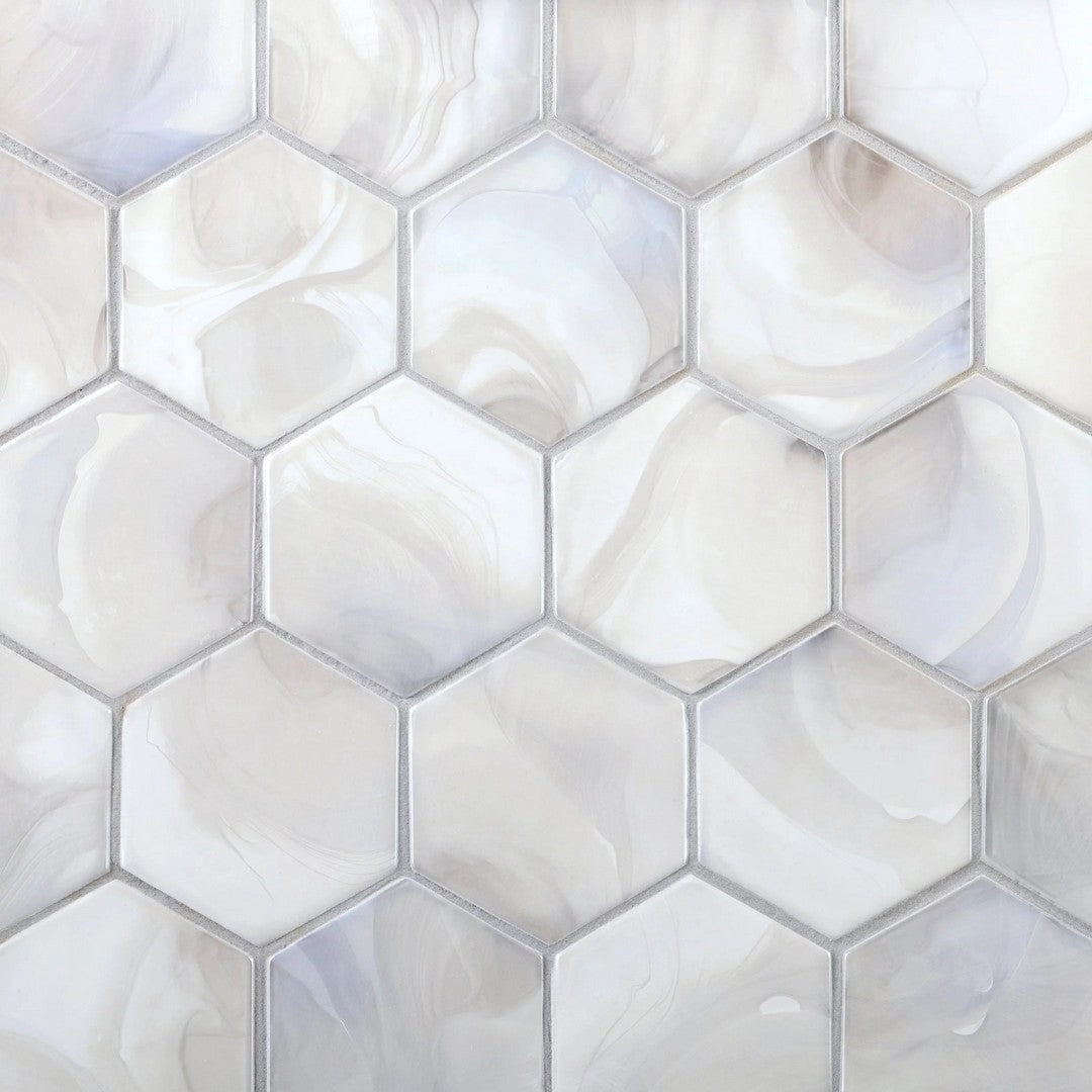 Rickert 10.83" x 12.52" Shimmer Polished Glass 3" Hexagon Mosaic