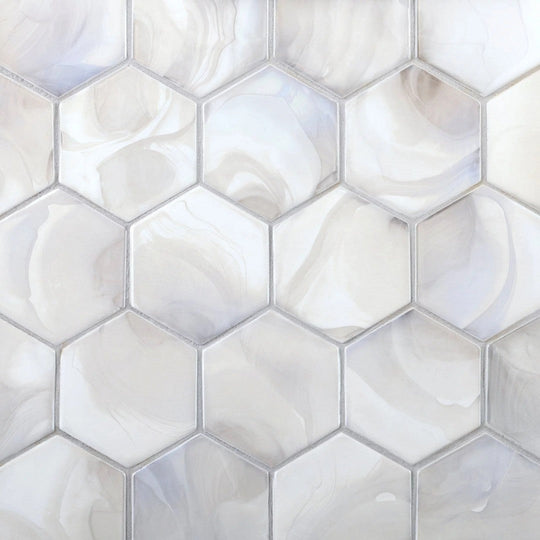 Rickert 10.83" x 12.52" Shimmer Polished Glass 3" Hexagon Mosaic