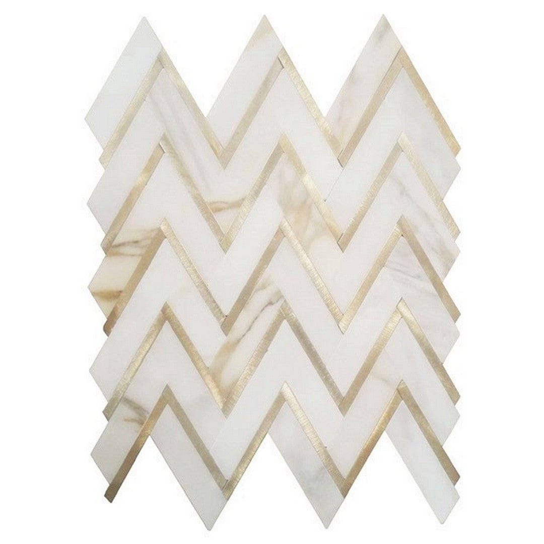 Rickert 11" x 13" Chevron Polished Marble Mosaic