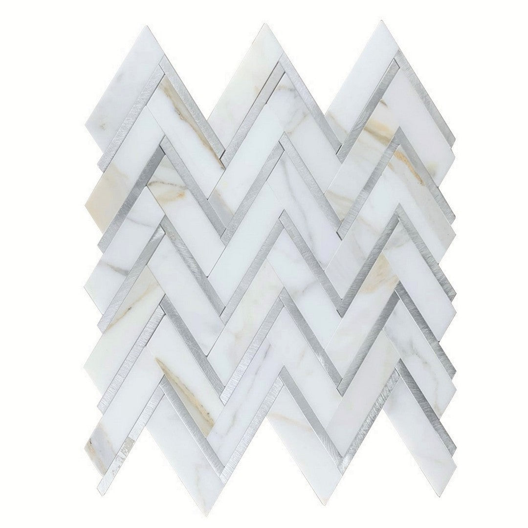 Rickert 11" x 13" Chevron Polished Marble Mosaic