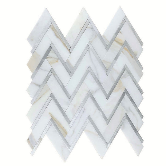 Rickert 11" x 13" Chevron Polished Marble Mosaic
