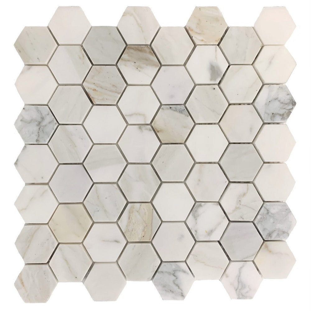 Rickert 12.2" x 12.3" Marble Mosaic Polished Marble 2" Hexagon Mosiac