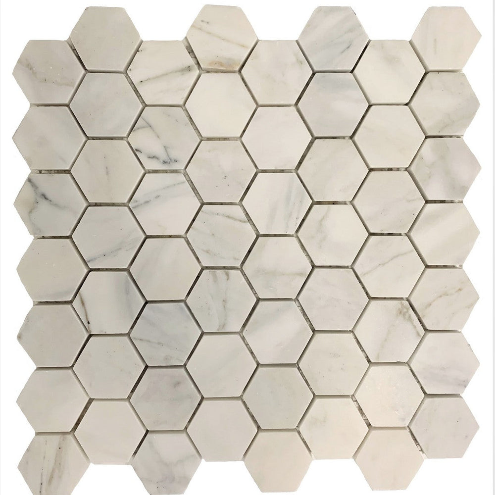 Rickert 12.2" x 12.3" Marble Mosaic Honed Marble 2" Hexagon Mosiac