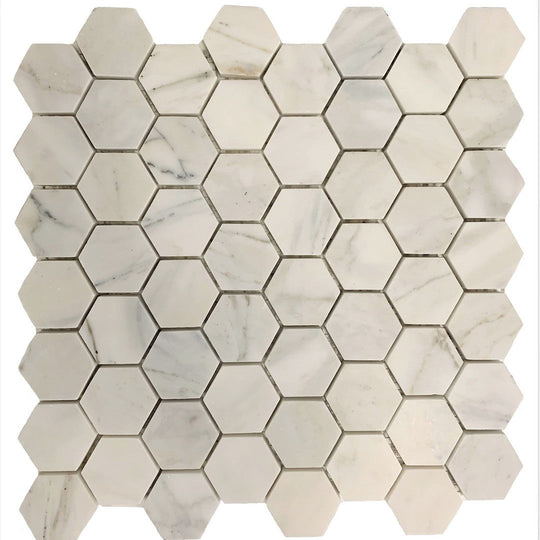 Rickert 12.2" x 12.3" Calacatta Gold Honed Marble 2" Hexagon Mosiac