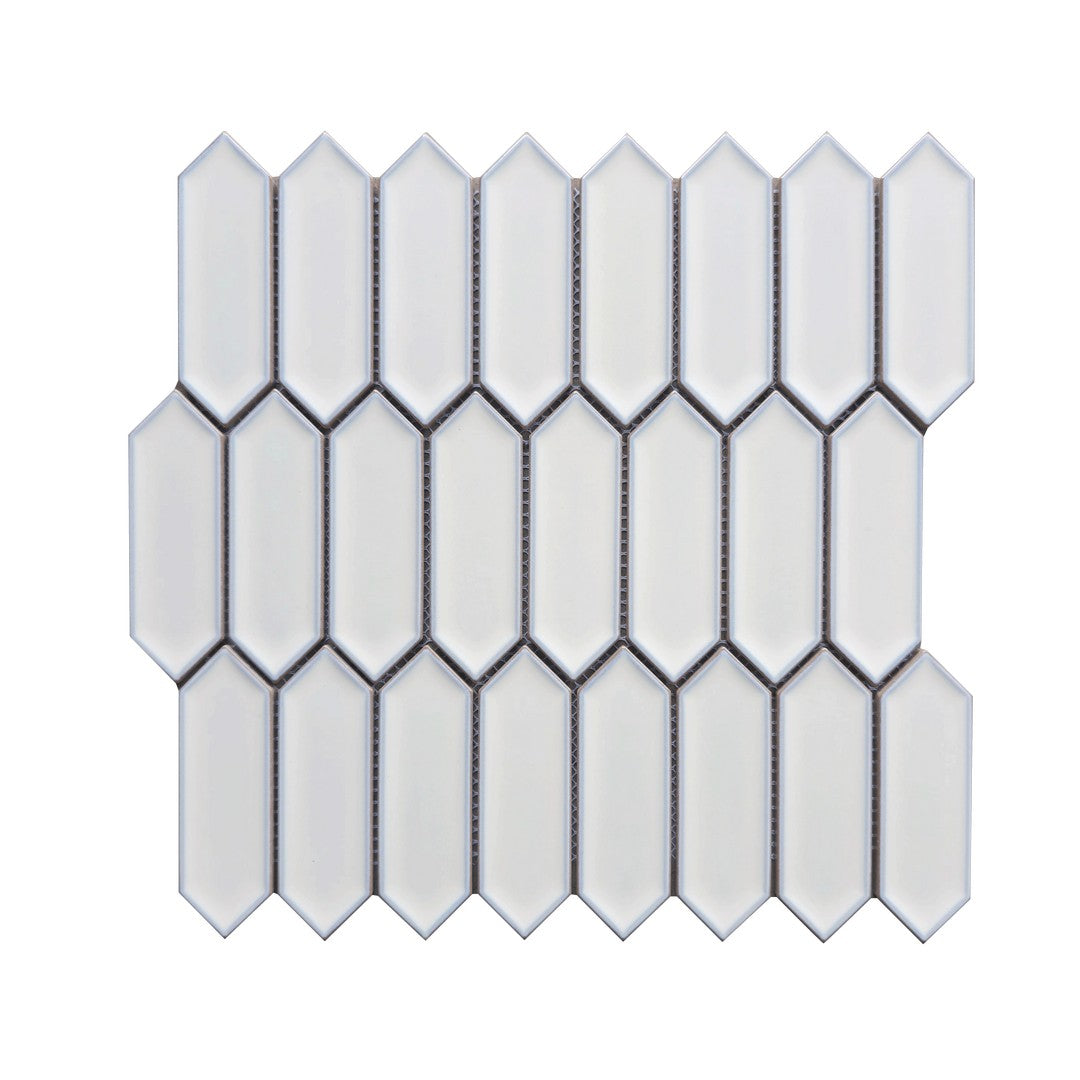 Rickert 11.04" x 11.50" Small Picket Reactive Glossy Porcelain 1.5x6” Mosaic