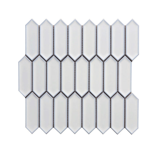 Rickert 11.04" x 11.50" Small Picket Reactive Glossy Porcelain 1.5x6” Mosaic