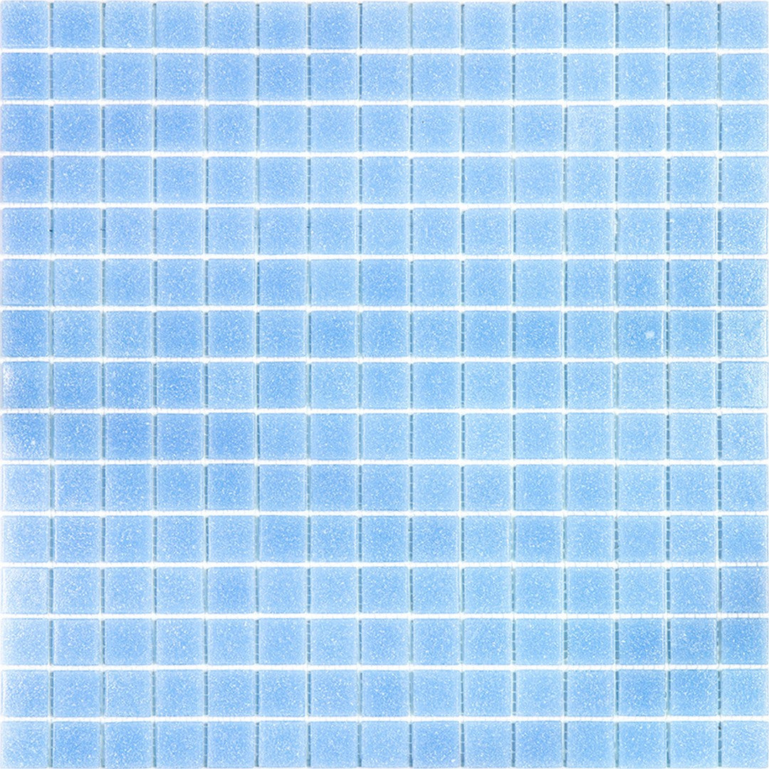 MiR Alma Solid Color 0.8" Sandy Blue 12" x 12" Glass Mosaic