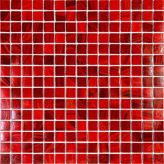 MiR Alma Solid Color 0.8" Sandy Red 12" x 12" Glass Mosaic