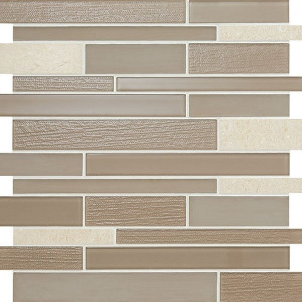 Chesapeake Marina 12" x 12" Stone & Glass Interlock Random Mosaic