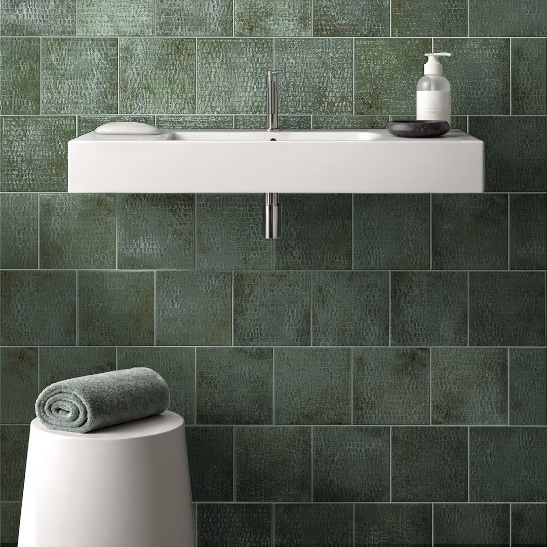 Settecento-6-x-6-Inciso-Glossy-Grooved-Texture-Porcelain-Wall-Tile-Jade