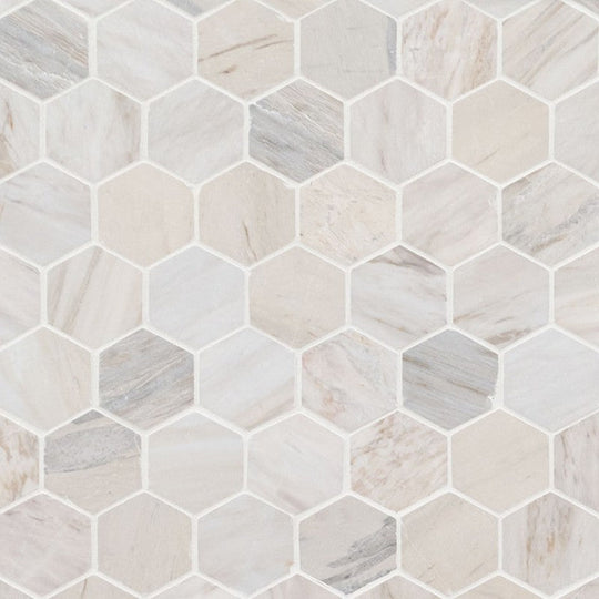 MS International 12" x 12" Angora Marble 2" Hexagon Mosaic